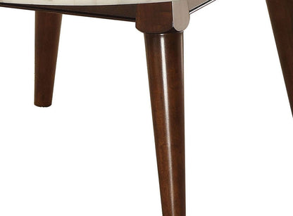 Wood Base Coffee Table with Marble Top, Walnut Brown - View 4