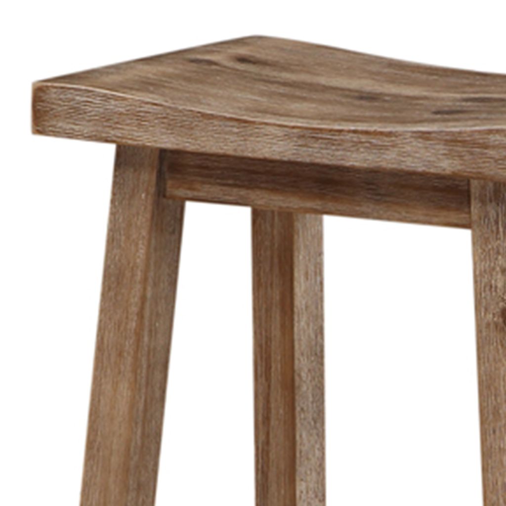 Wooden Frame Saddle Seat Counter Height Stool with Angled Legs, Brown - View 3