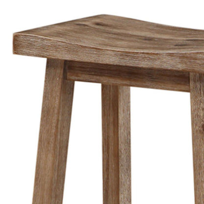 Wooden Frame Saddle Seat Counter Height Stool with Angled Legs, Brown - View 3