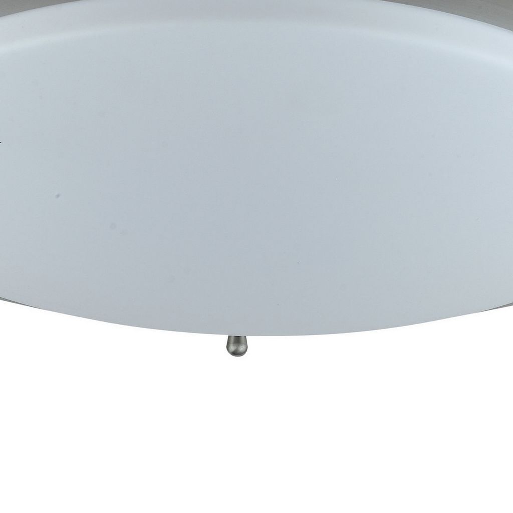 14 Inch Modern Ceiling Lamp with Frosted Acrylic Plate, Steel Trim, White - View 3