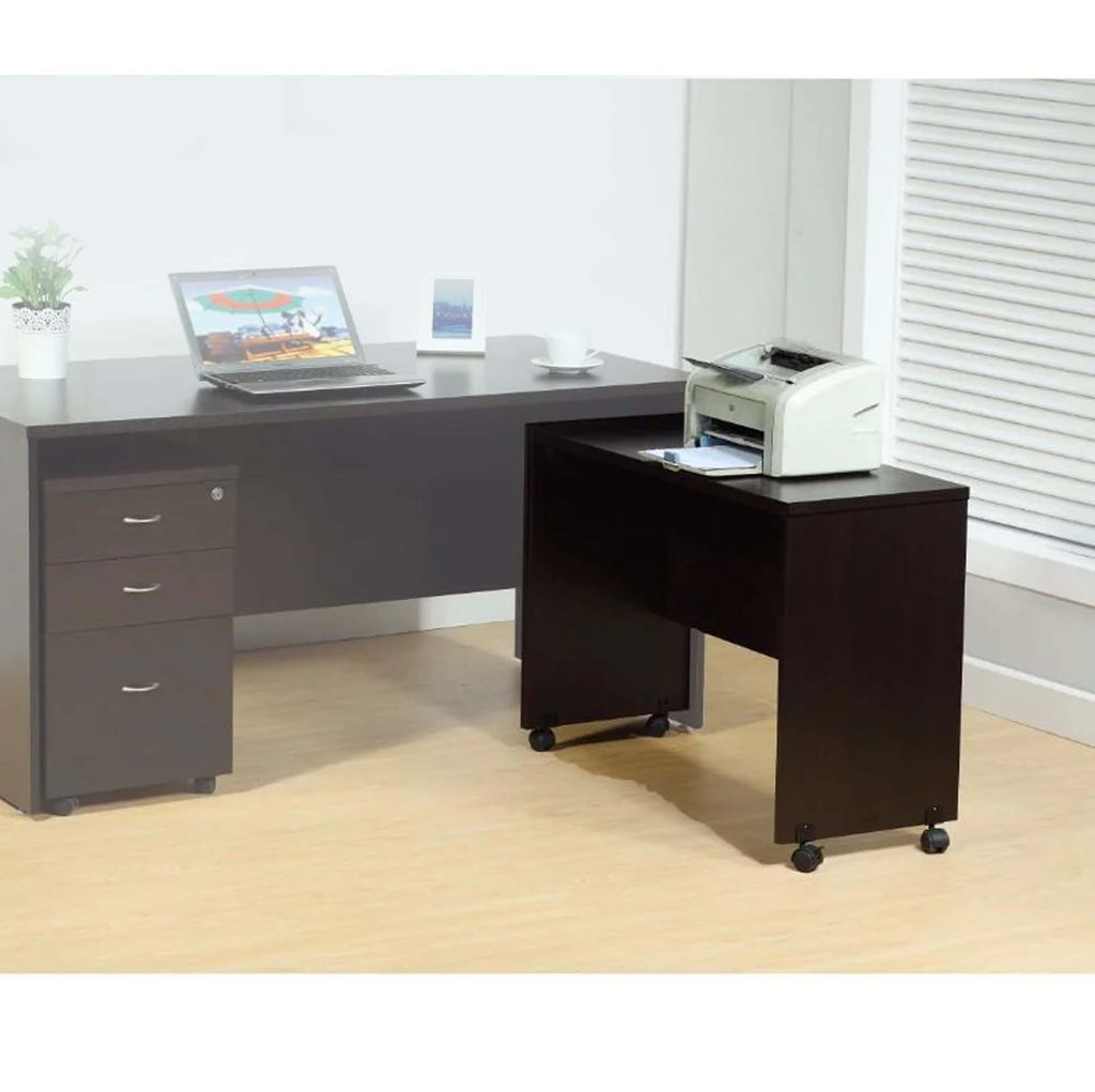 Stylish Dark Brown Finish Desk Return With Spacious Display Top. - View 7