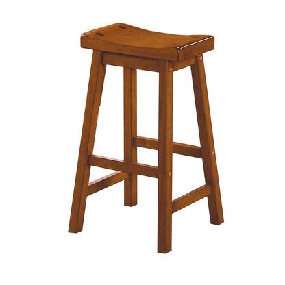 Wooden 29" Counter Height Stool with Saddle Seat, Oak Brown, Set Of 2 - View 4