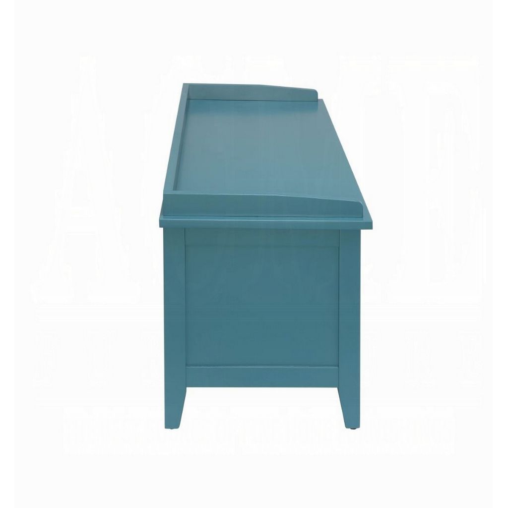 Rectangular Wooden Bench with Storage Basket, Blue - View 4