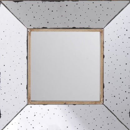 Joe 12 Inch Square Wall Mirror, 3 Dimensional, Speckled Off White and Brown - View 2