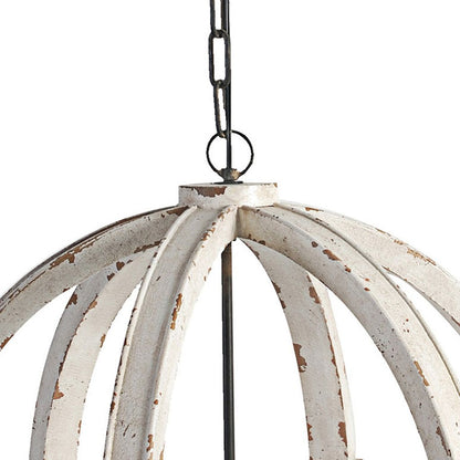 22 Inch 6 Light Wood Chandelier, Candelabra Style,Classic, White Finish - View 2