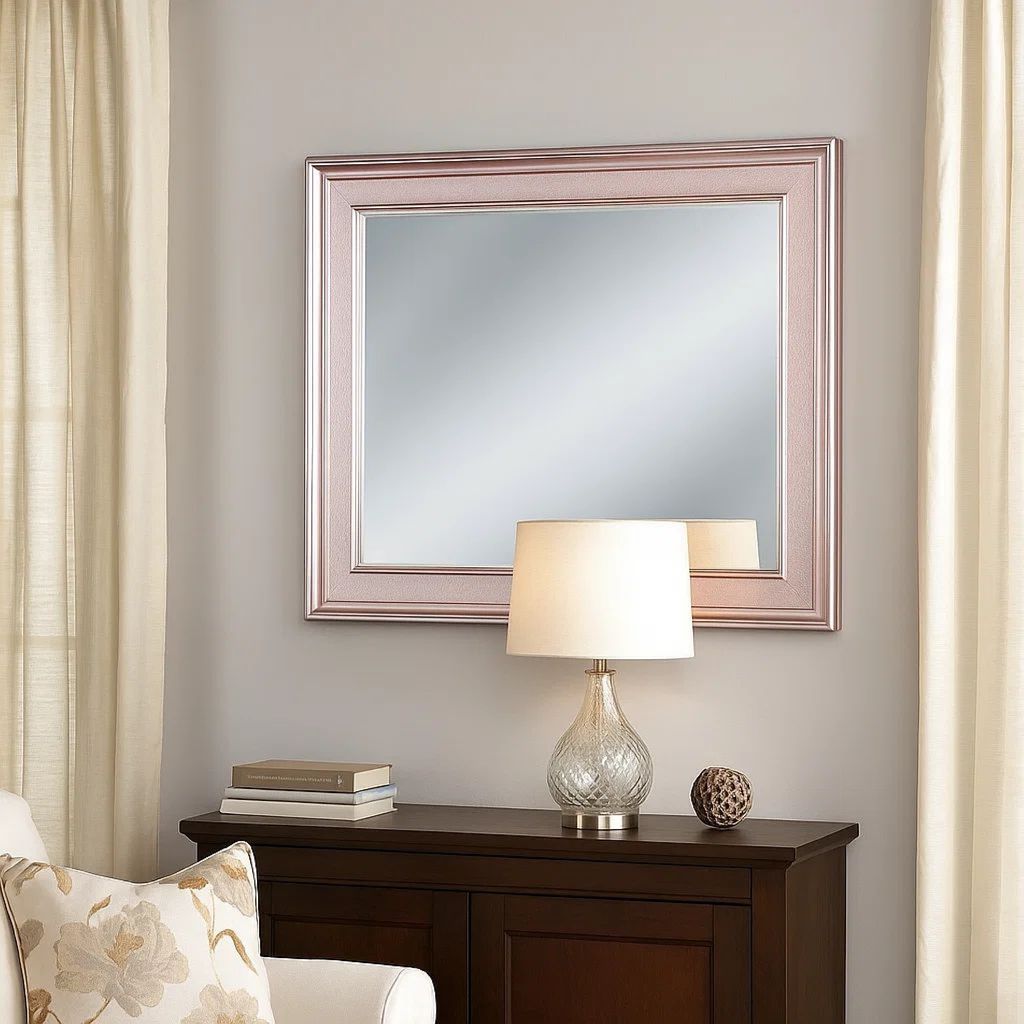 64 Inch Contemporary Style Wooden Frame Mirror, Rose Pink - View 7