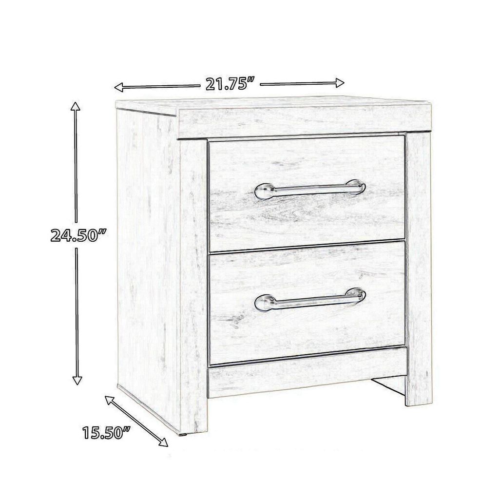 Transitional Wooden Two Drawer Setup Nightstand with Bar Handles, White - View 6
