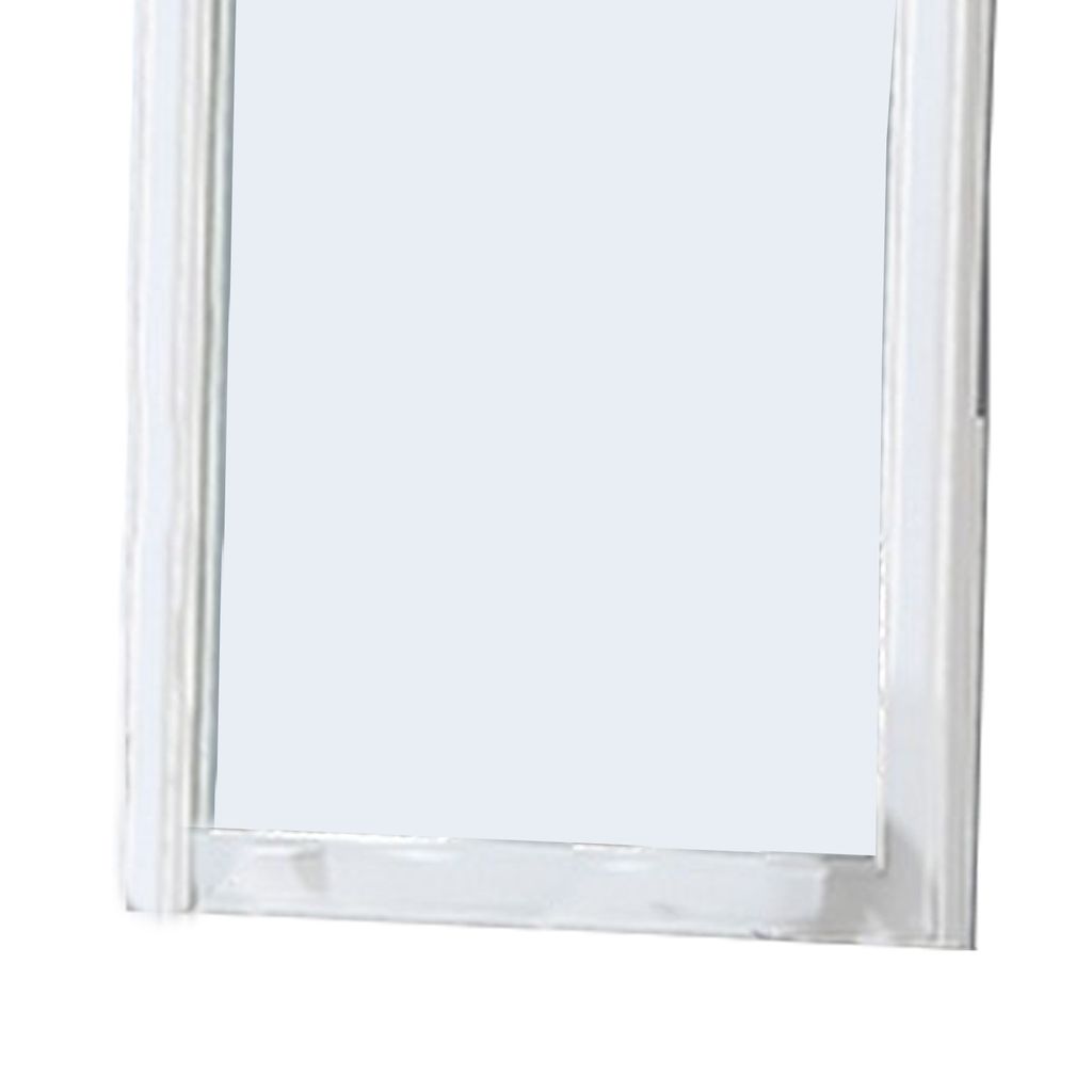 37 Inches Wooden Mirror with Curved Edges, White - View 3