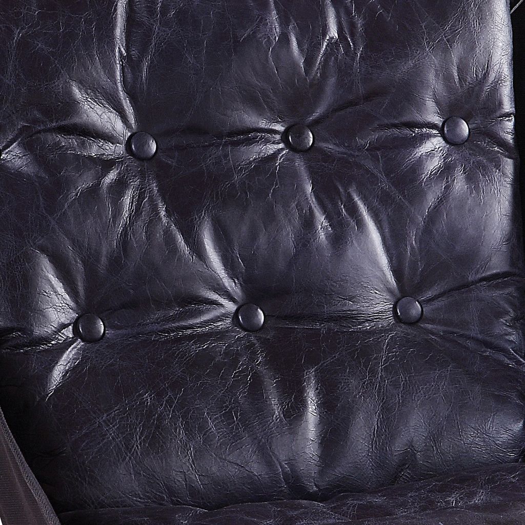 Star Base Metal Accent Chair with Faux Leather Seating, Blue and Brown - View 5