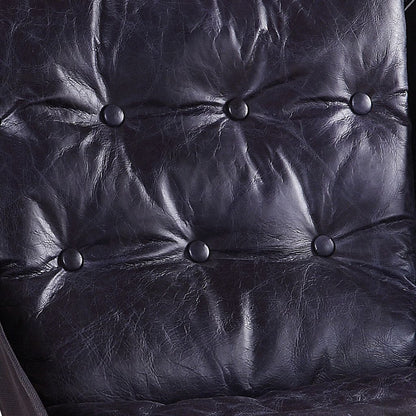 Star Base Metal Accent Chair with Faux Leather Seating, Blue and Brown - View 5