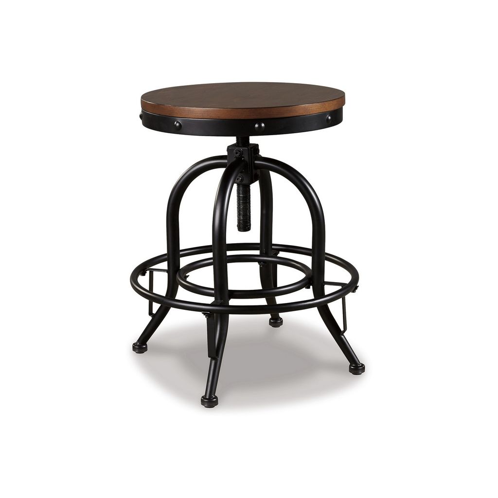 Zane 24 Inch Adjustable Swivel Counter Stool, Set of 2, Black Metal Base