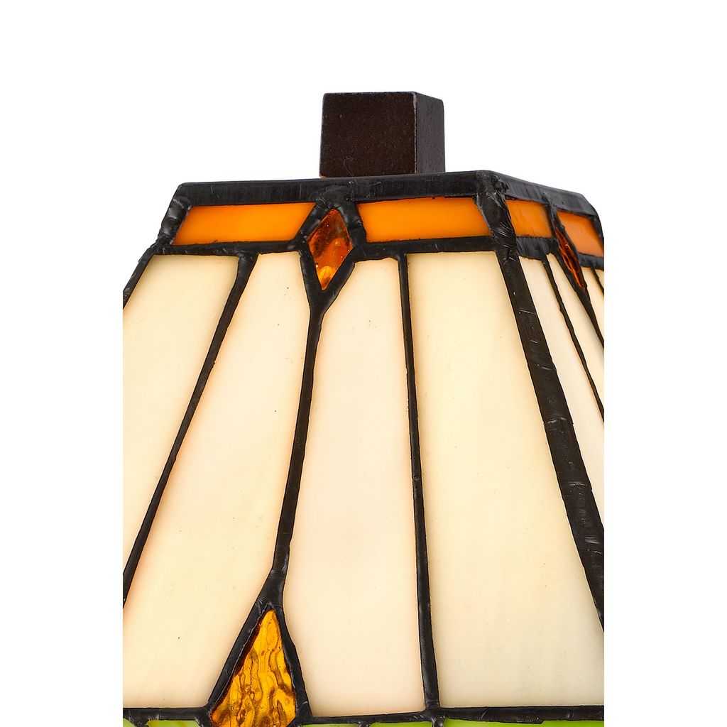 Eli 14 Inch Accent Lamp, Stained Square Tiffany Style Shade, Bronze Frame - View 2