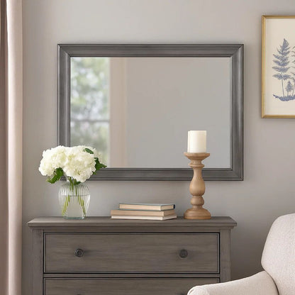 Mirror with Wooden Frame with Molded Trim, Gray - View 7