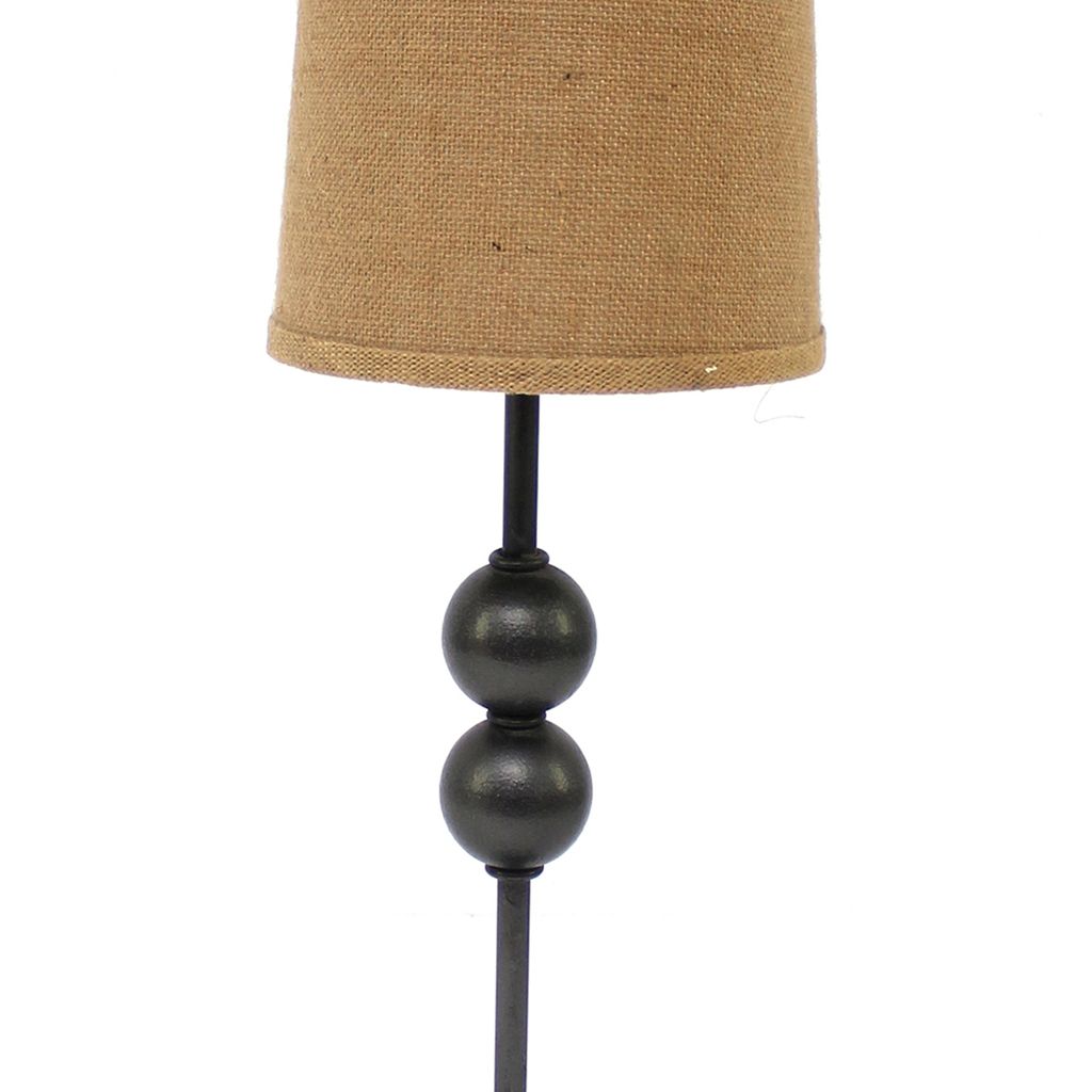 Metal Spindle Design Table Lamp Set of 2 with Cone Shade and Round Base, Black - View 3