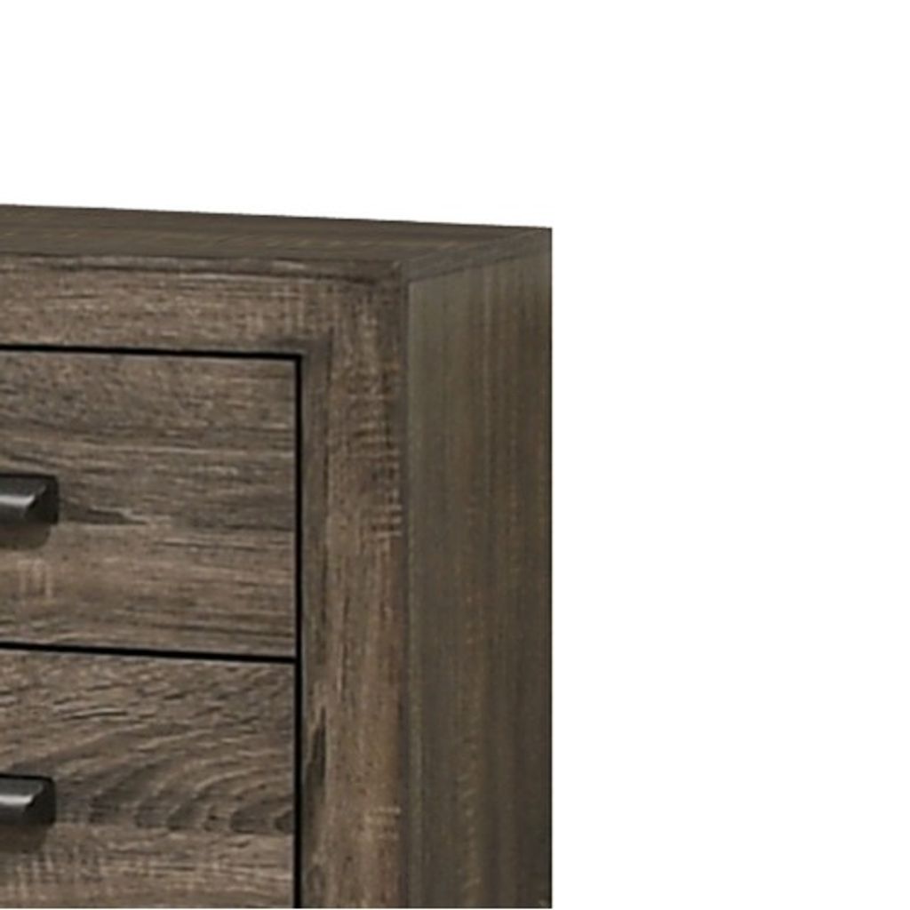 2 Drawer Wooden Nightstand with Metal Handles and Bracket Legs, Brown - View 2
