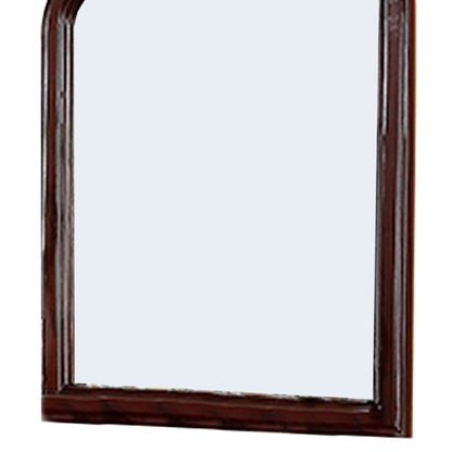 37 Inches Wooden Mirror with Curved Edges, Brown - View 3