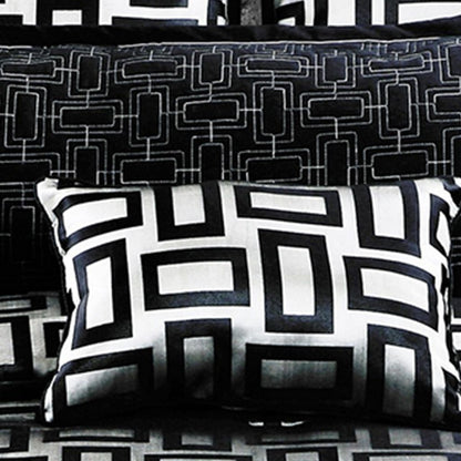 6 Piece Polyester King Comforter Set with Geometric Print, Gray and Black - View 3