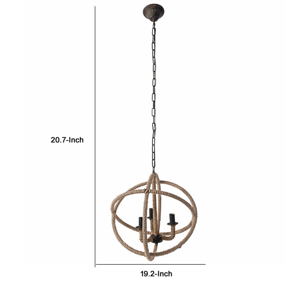Impressive Cade 3 Light Roped Chandelier - View 6