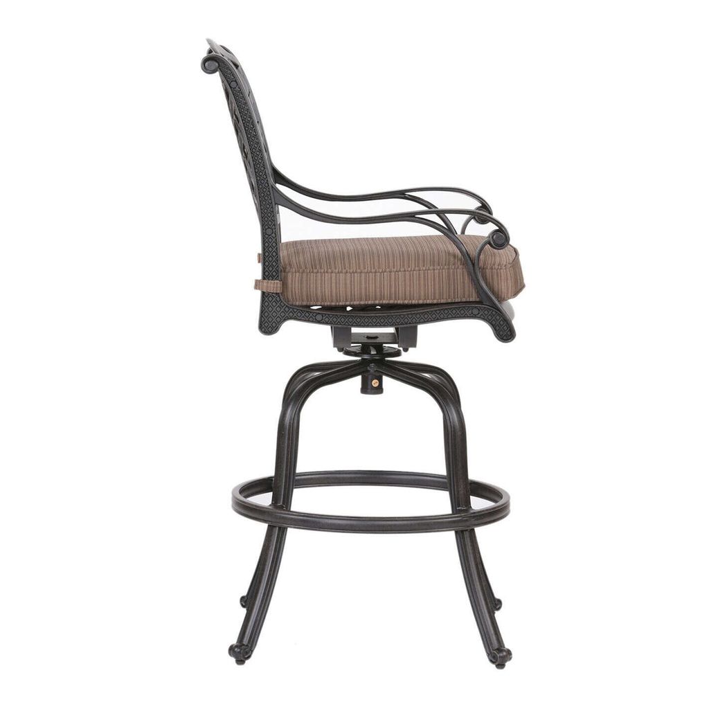 49 Inch Zoe Swivel Outdoor Bar Stool, Set of 2, Black and Brown - View 4