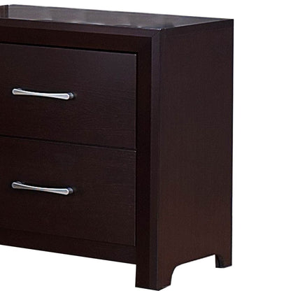 Wooden Night Stand with 2 Drawers Espresso Brown - View 3