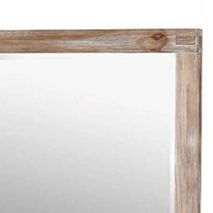 38 Inch Mirror with Rectangular Wooden Frame, Brown - View 4