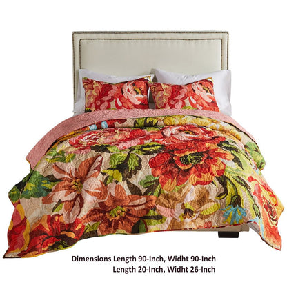 Dahl 3 Piece Queen Quilt Set, 2 Pillow Shams, Polyester Fill, Multicolor - View 5