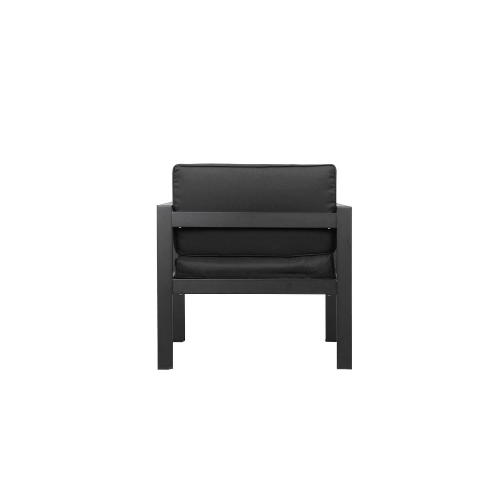 Kili 29 Inch Armchair, Jet Black Aluminum Frame, Water Resistant Fabric - View 2