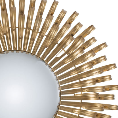 27 Inch Round Wall Mount Accent Decor Mirror, Sunburst, Iron Frame, Gold - View 3