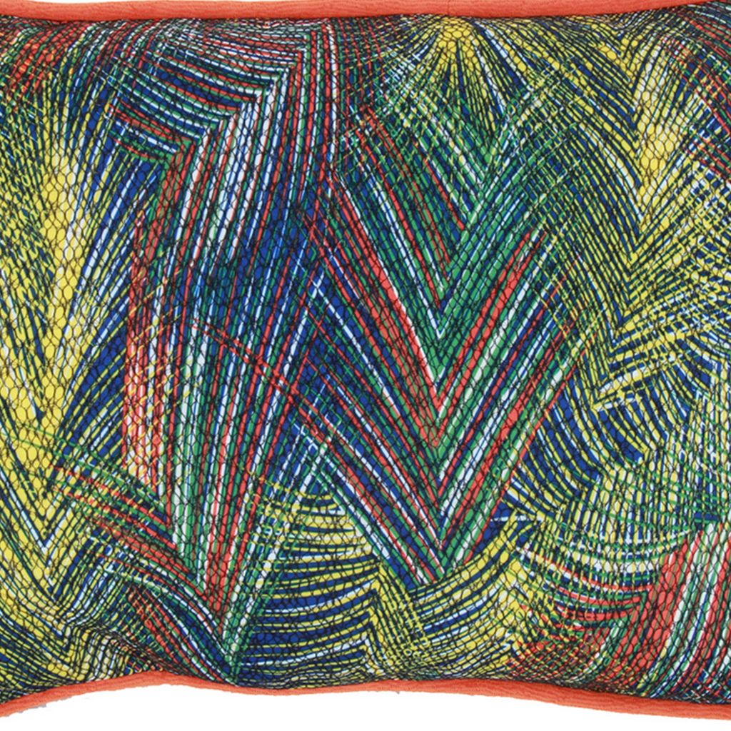 20 X 14 Inch Fabric Pillow with Abstract Art Details, Multicolor - View 2
