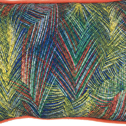 20 X 14 Inch Fabric Pillow with Abstract Art Details, Multicolor - View 2