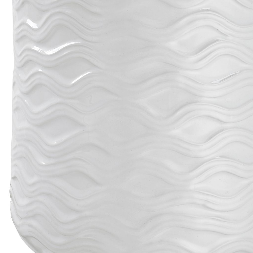27 Inch Ceramic Table Lamp, Wavy Texture, Silver, White - View 4