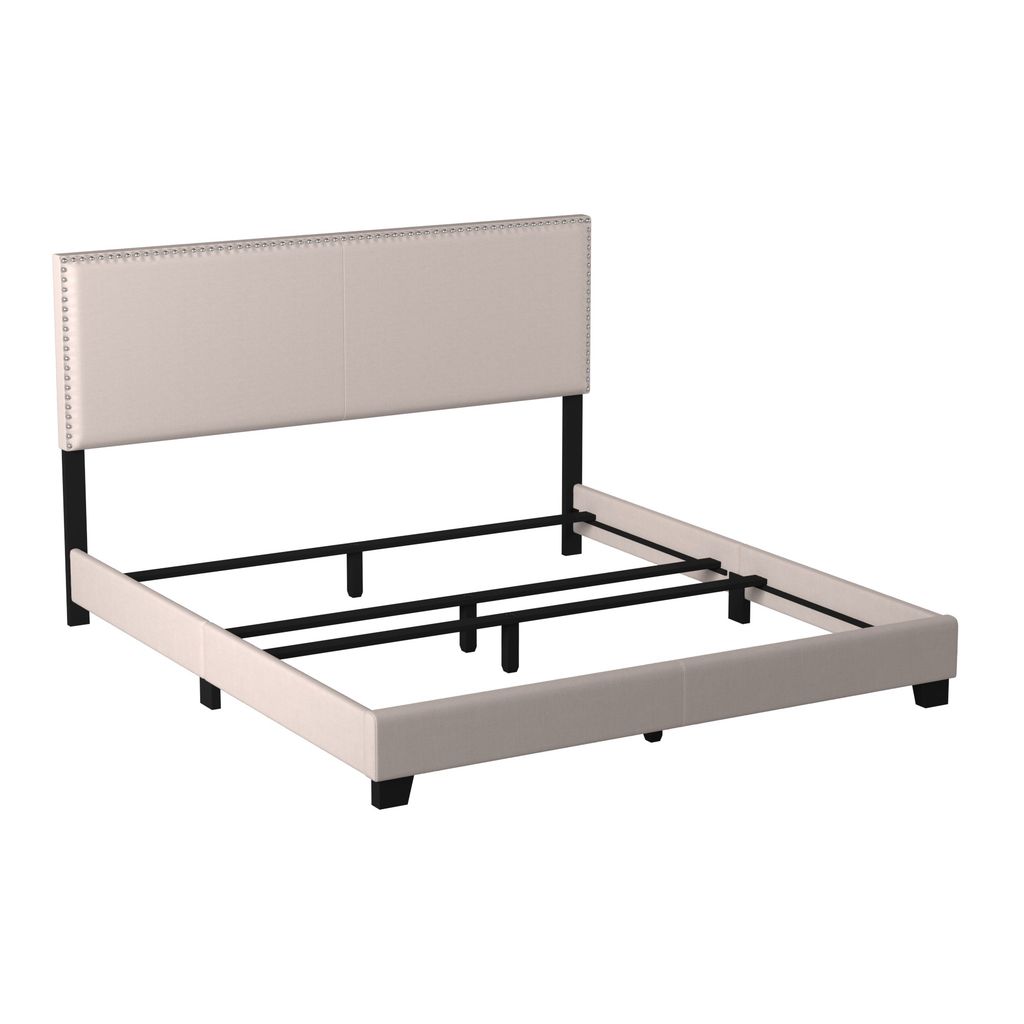 Ivory Upholstered Eastern King Bed - View 4