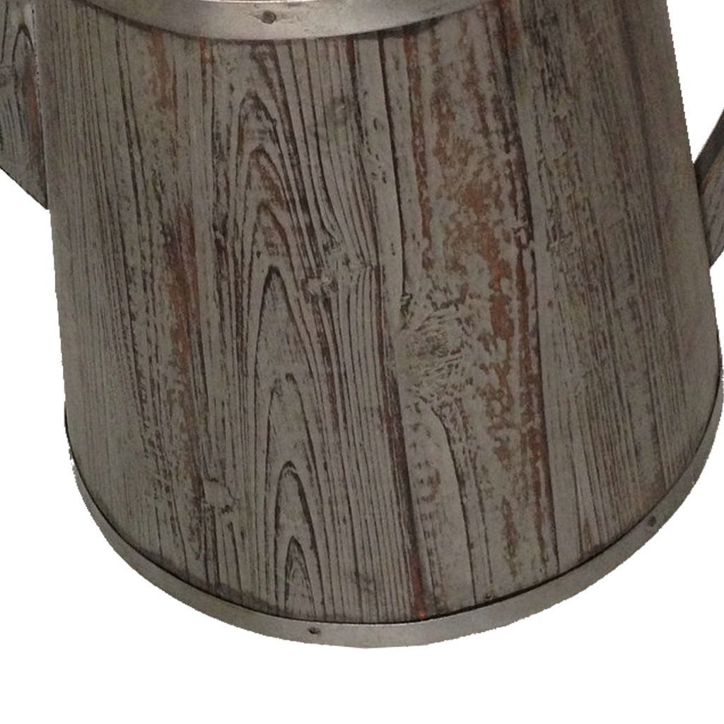 Traditional Wooden Deep Round Kettle Shaped Garden Pot Set of 2, Gray - View 4