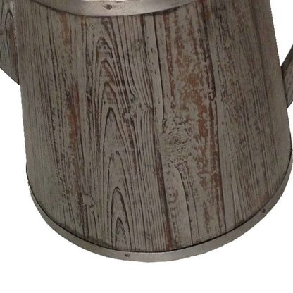 Traditional Wooden Deep Round Kettle Shaped Garden Pot Set of 2, Gray - View 4