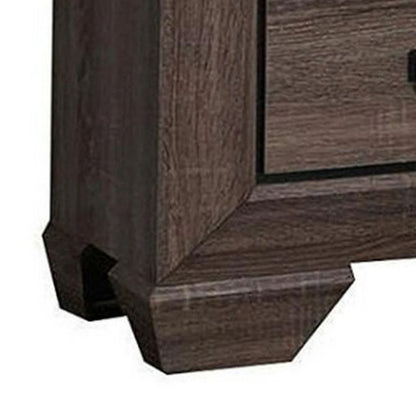 Two Drawer Nightstand With Scalloped Feet In Weathered Gray Grain Finish - View 4