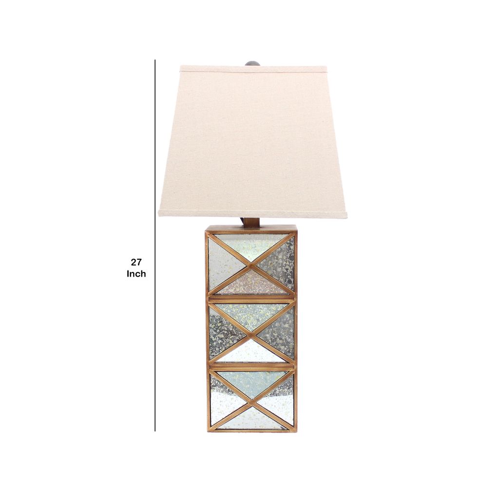 Metal Table Lamp Set of 2 with X Shape Design and Mirror Front,Multicolor - View 6