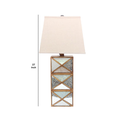 Metal Table Lamp Set of 2 with X Shape Design and Mirror Front,Multicolor - View 6