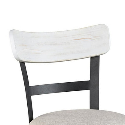 Zane Swivel 24.5 Inch Counter Stool Chair | Nailhead Trim | Curved Back | Distressed White and Black - View 3