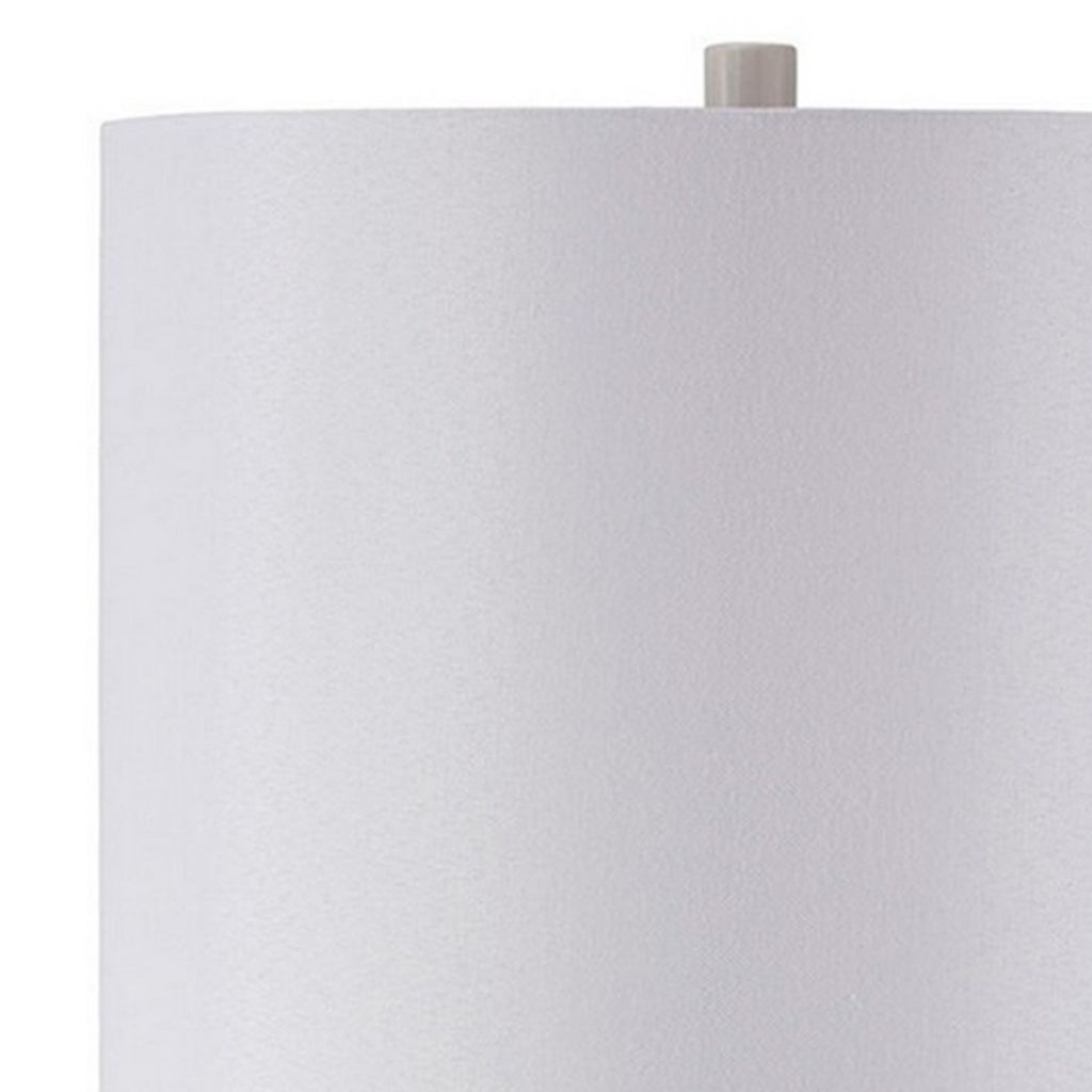 Carved Ceramic Base Table Lamp with Drum Shade, Set of 2, White - View 4