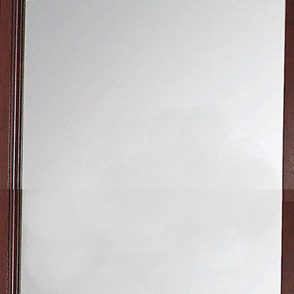 Transitional Style Mirror with Raised Wooden Frame, Brown and Silver - View 3