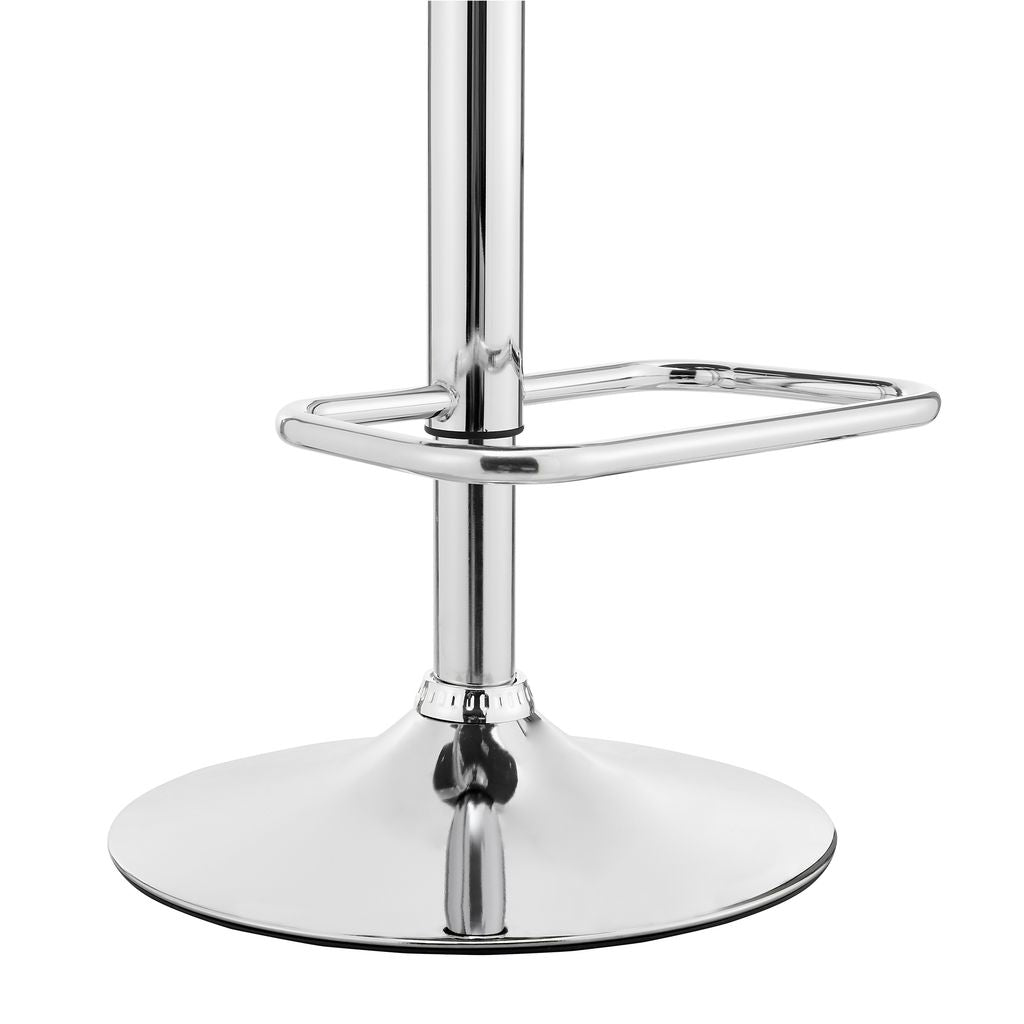 Metal and Faux Leather Adjustable Bar Stool, Black and Silver - View 4