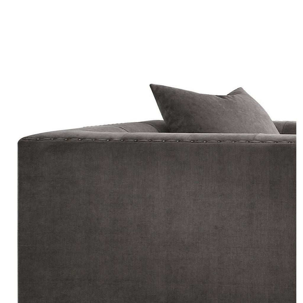 Fabric Upholstered Wooden Sofa Chair with Nail Head Trim, Gray - View 2