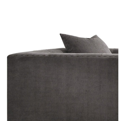 Fabric Upholstered Wooden Sofa Chair with Nail Head Trim, Gray - View 2