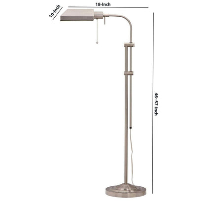 Metal Rectangular Floor Lamp with Adjustable Pole, White - View 5