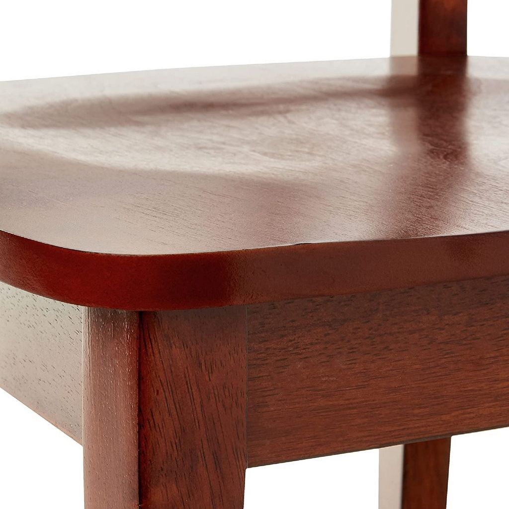 Wooden Counter Height Chair with Cross Back, Set of 2, Cherry Brown - View 5