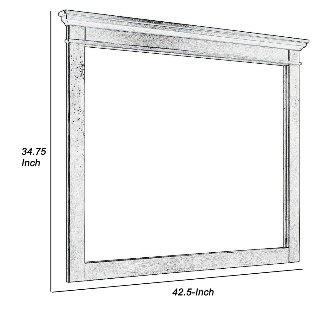35 x 42 Inch Rectangular Wood Frame Dresser Mirror, Molded, Charcoal Gray - View 4