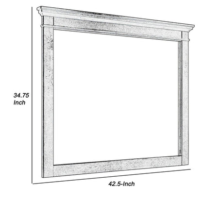 35 x 42 Inch Rectangular Wood Frame Dresser Mirror, Molded, Charcoal Gray - View 4