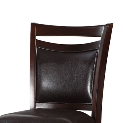 Classic Wooden Armless High Chair, Brown & Black, Set of 2 - View 2