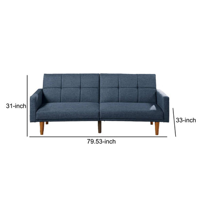 Fabric Adjustable Sofa with Square Tufted Back, Blue - View 5