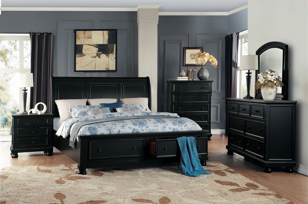 Transitional Style Two Drawer Wooden Night Stand with Round Bun Legs, Black - View 2